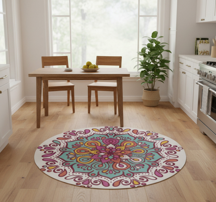 Tapete vinílico cozinha mandala colorida em azulejos - TenStickers