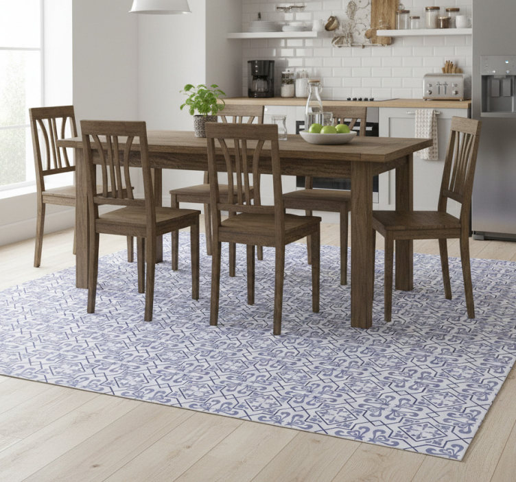 Tapete vinílico cozinha azulejo octogonal azul - TenStickers