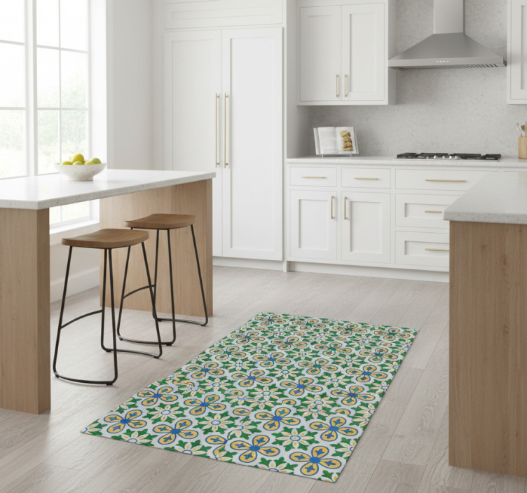Tapete vinílico cozinha azulejo português amarelo e azul - TenStickers