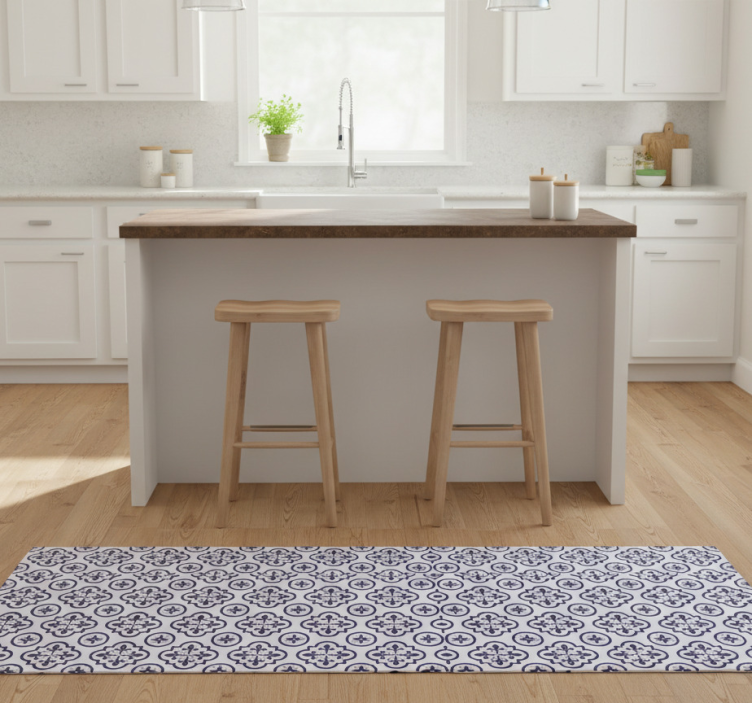 Tapete vinílico cozinha azulejo português azul - TenStickers