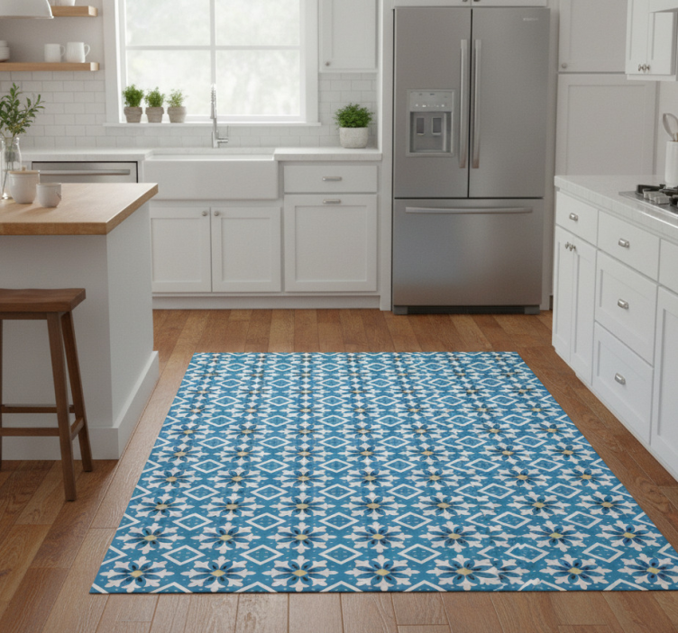 Tapete vinílico cozinha azulejo português azul bebê - TenStickers