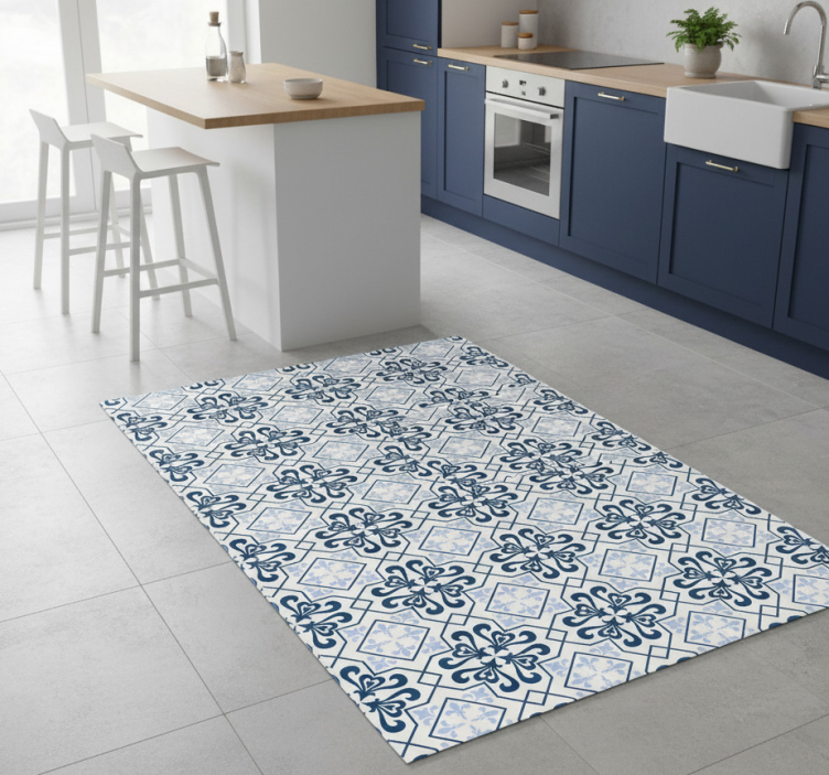 Tapete vinílico cozinha azulejo português azul típico - TenStickers