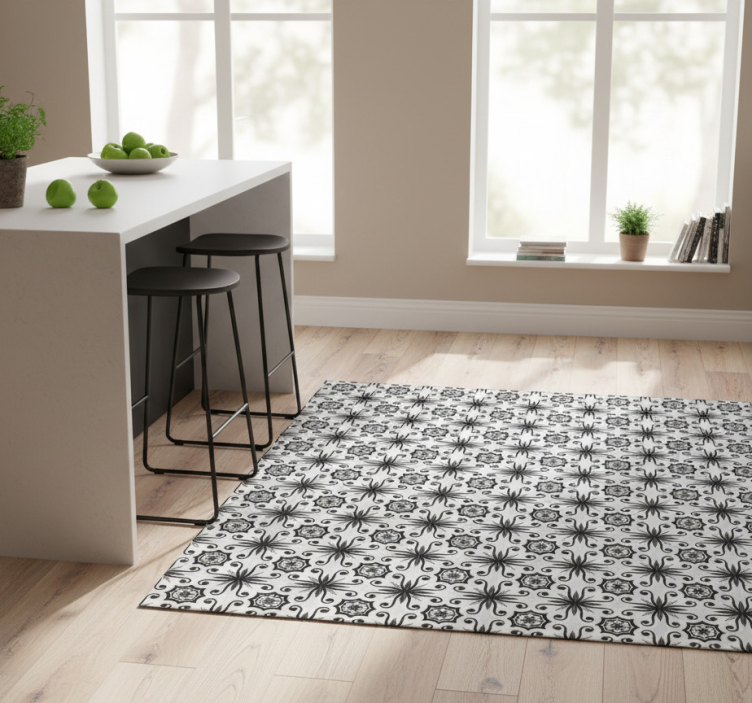 Tapete vinílico cozinha azulejo preto vintage - TenStickers