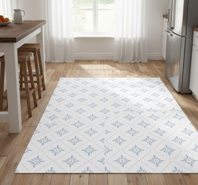 Tapete vinílico cozinha azulejos azuis em losango - TenStickers