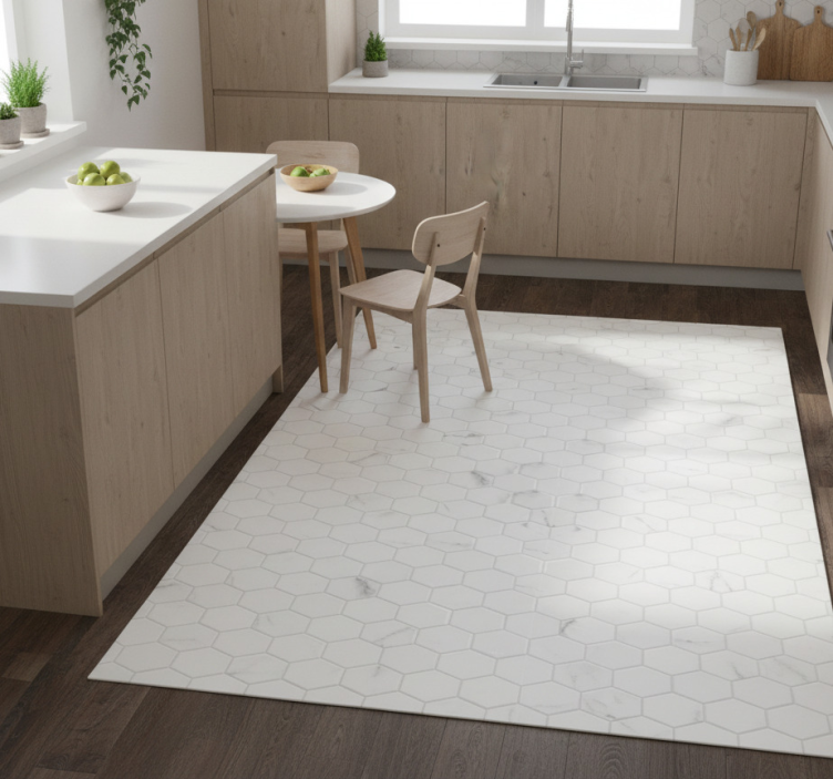 Tapete vinílico cozinha azulejos hexagonais cinza elegante - TenStickers