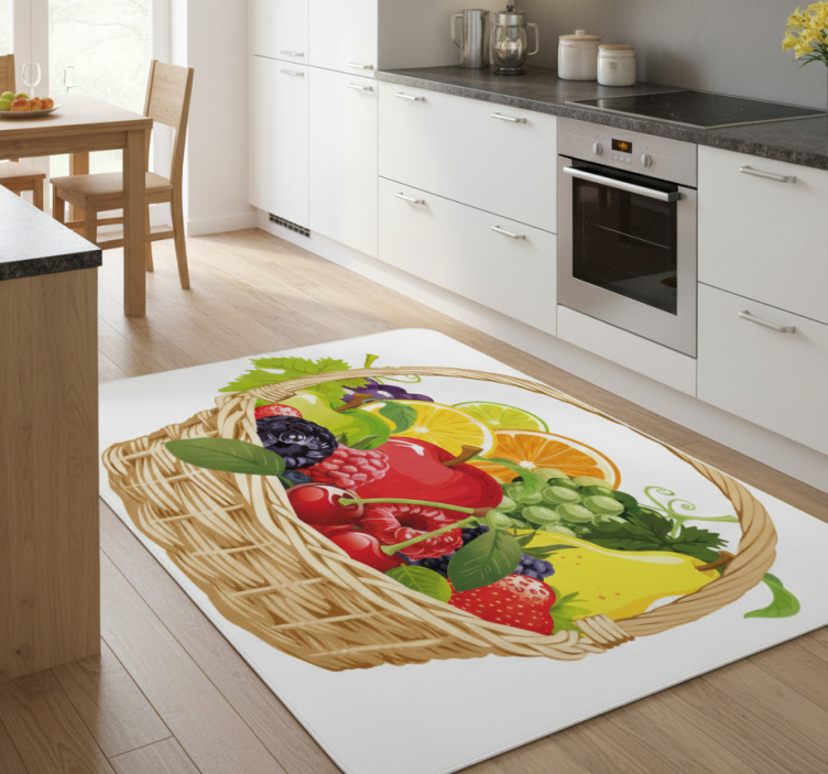 Tapete vinílico cozinha cesta de frutas - TenStickers