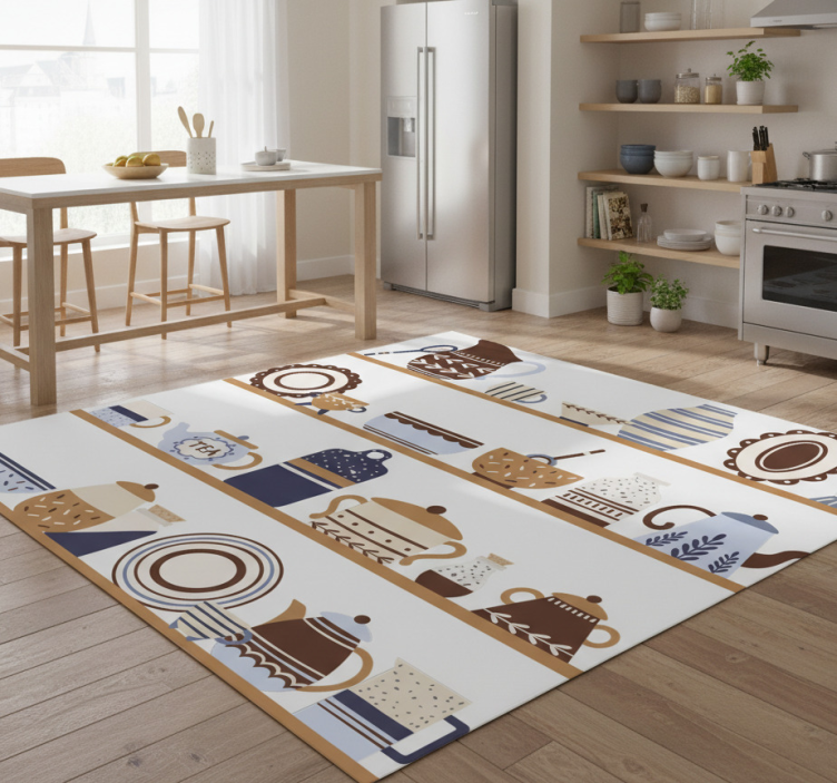 Tapete vinílico cozinha com prateleiras de louças - TenStickers