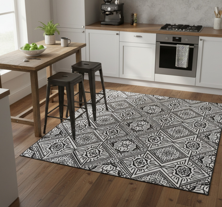 Tapete vinílico cozinha com contraste ousado e caleidoscópio - TenStickers