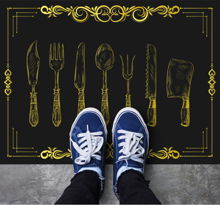 Tapete vinílico cozinha contornos de utensílios - TenStickers