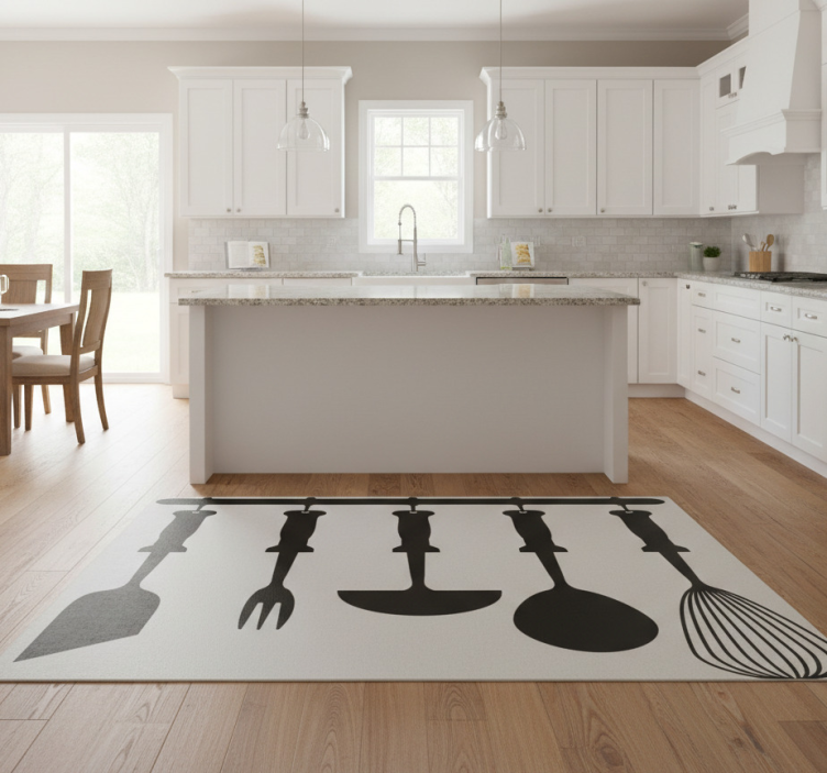 Tapete vinílico cozinha utensílios pendurados - TenStickers