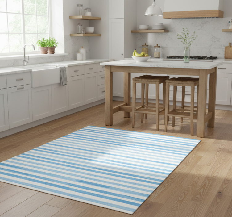 Tapete vinílico cozinha e xadrez texturizado azul - TenStickers