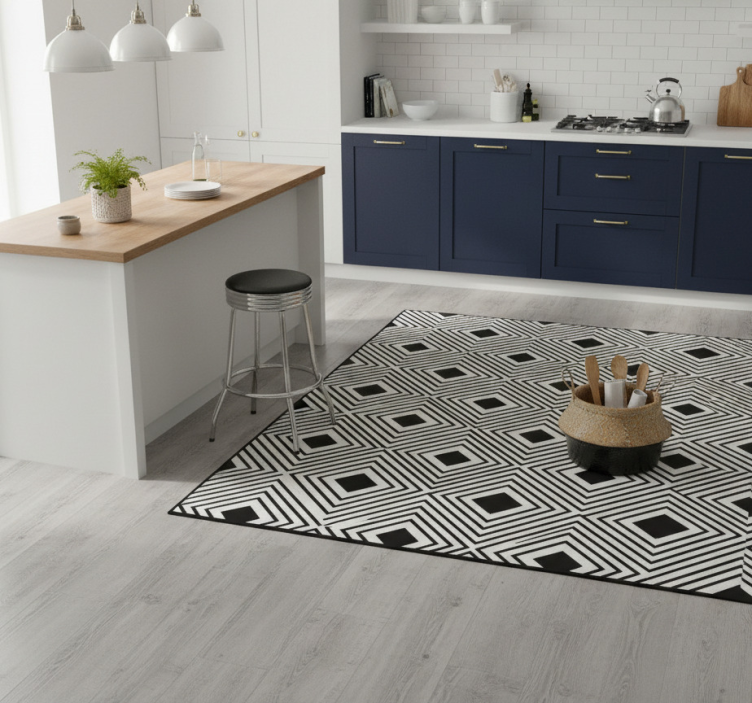Tapete vinílico cozinha em padrão losango ousado - TenStickers