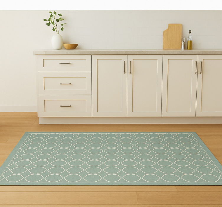 Tapete vinílico cozinha em treliça celadon suave - TenStickers