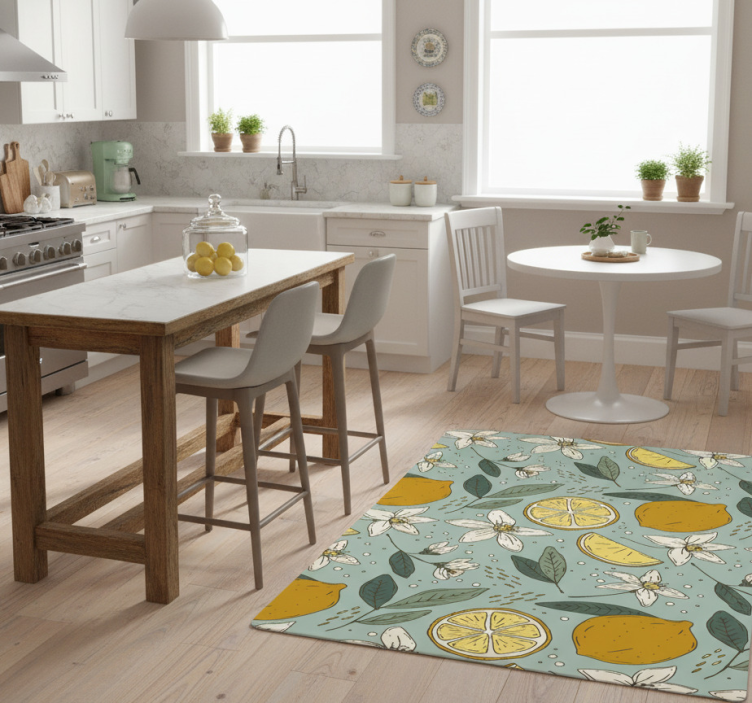 Tapete vinílico cozinha estampa colorida de limão - TenStickers