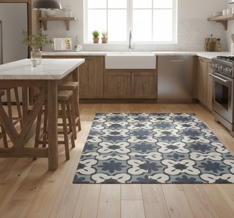 Tapete vinílico cozinha estilo gracia azul hidráulico - TenStickers