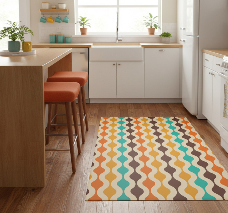 Tapete vinílico cozinha geométrico retrô anos 70 - TenStickers