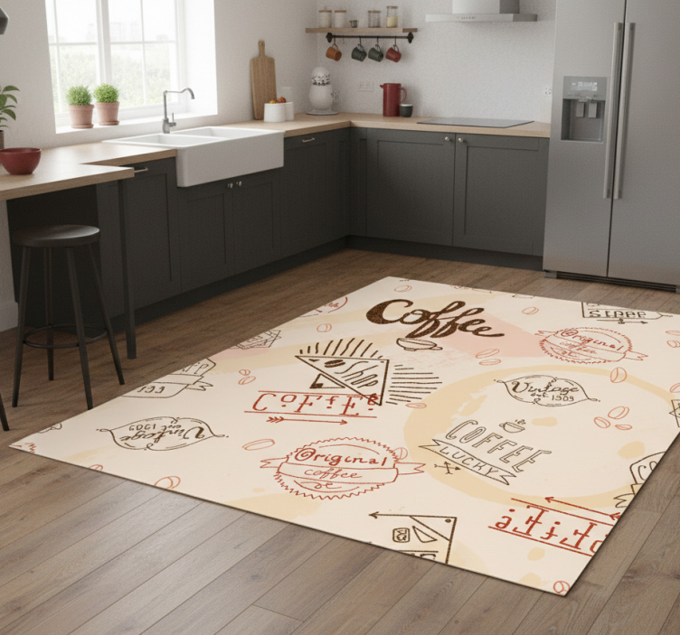 Tapete vinílico cozinha ícones de café - TenStickers