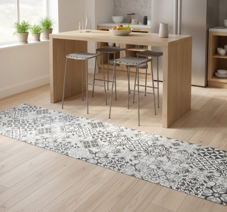 Tapete vinílico cozinha mosaico cinza intricado - TenStickers