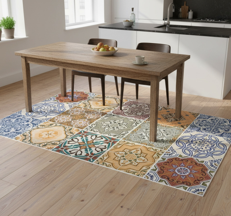 Tapete vinílico cozinha mosaico mediterrâneo eclético - TenStickers