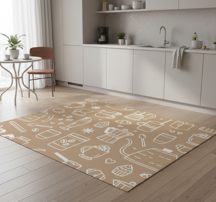 Tapete vinílico cozinha padrão de xícaras e copos - TenStickers