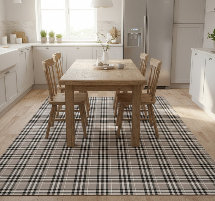Tapete vinílico cozinha padrão tartan cinza escocês - TenStickers