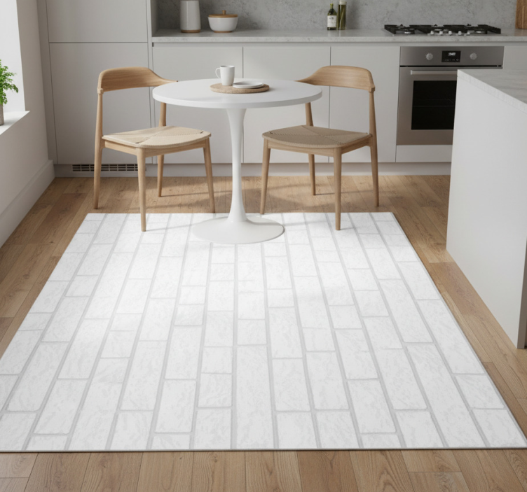 Tapete vinílico cozinha padrão tijolo branco - TenStickers