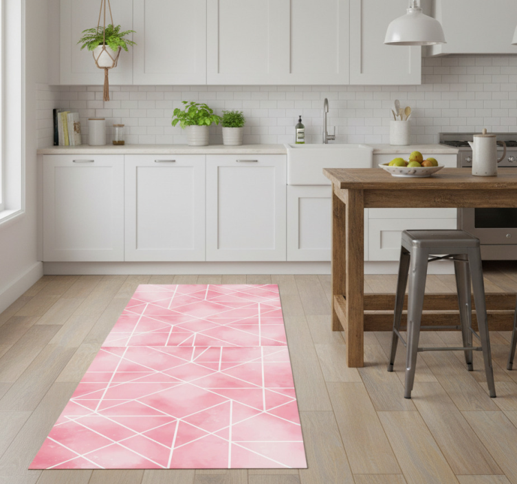 Tapete vinílico cozinha padrão triângulos rosas - TenStickers