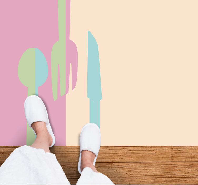 Tapete vinílico cozinha silhuetas de utensílios elegantes - TenStickers