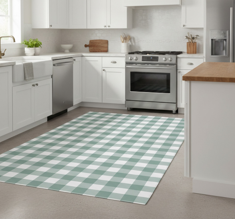 Tapete vinílico cozinha xadrez verde - TenStickers