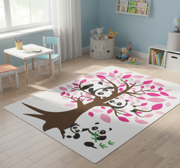 Tapete vinílico de animais Árvore com pandas - TenStickers