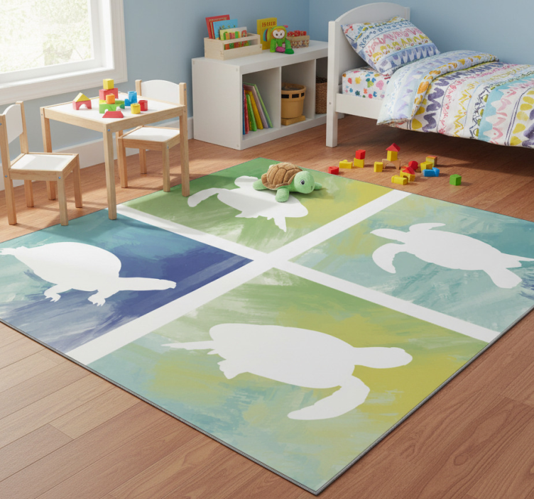 Tapete vinílico de animais azulejo de tartarugas coloridas - TenStickers