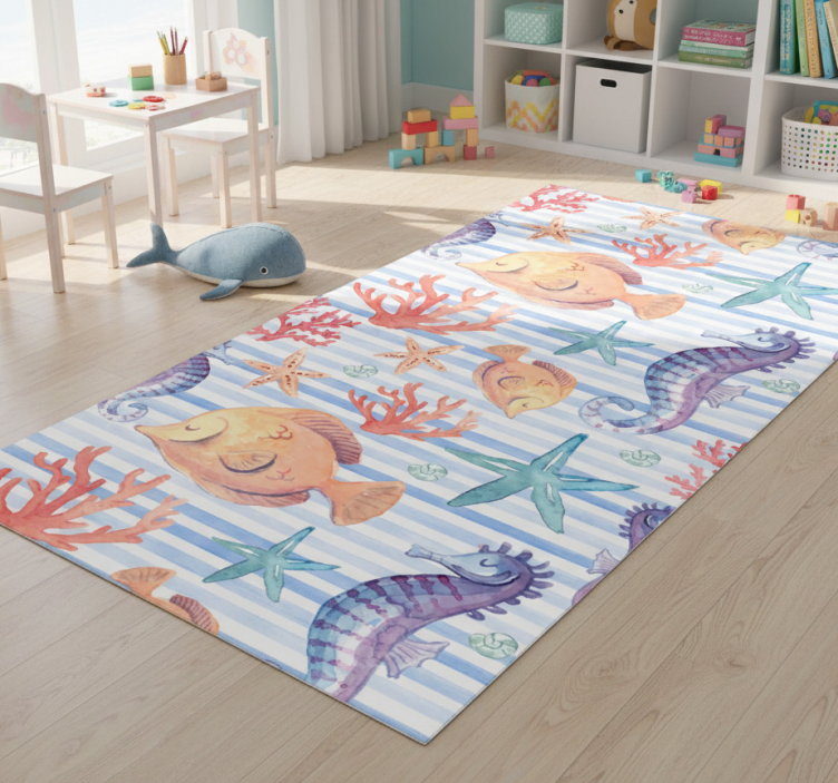 Tapete vinílico de animais azulejos da vida marinha - TenStickers