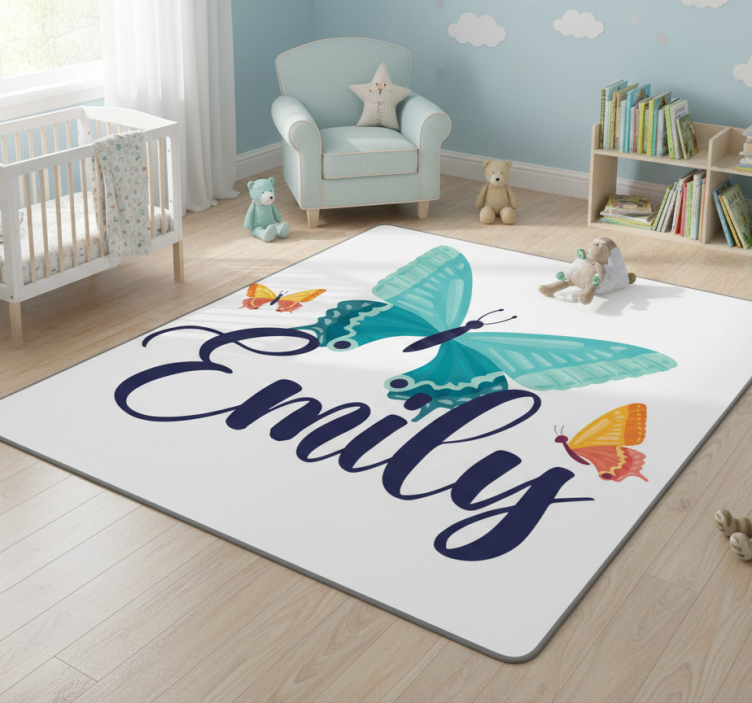 Tapete vinílico de animais borboletas bicolores com nome - TenStickers