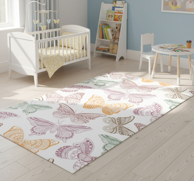 Tapete vinílico de animais borboletas ornamentais coloridas - TenStickers