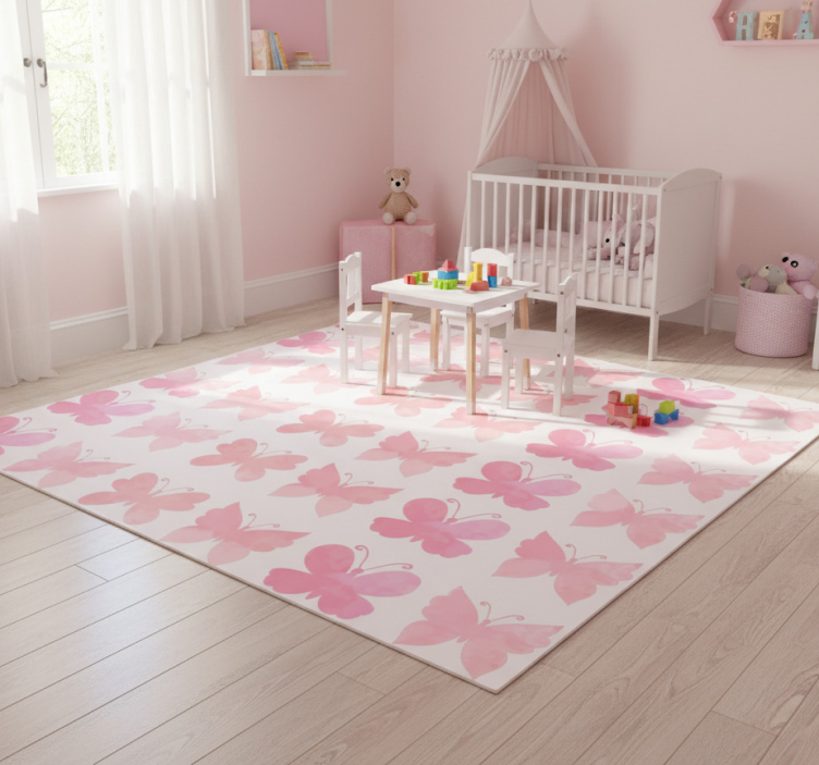 Tapete vinílico de animais com design de borboletas rosas - TenStickers