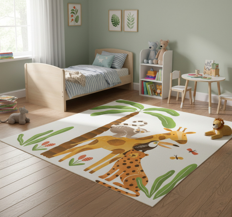 Tapete vinílico de animais brincando na selva - TenStickers