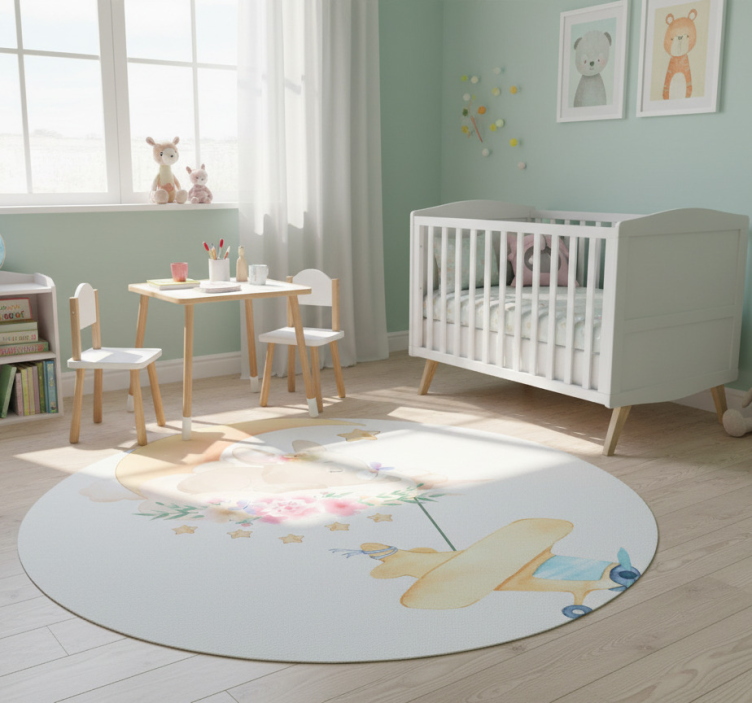 Tapete vinílico de animais coelho dormindo na lua - TenStickers