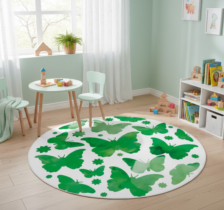 Tapete vinílico de animais borboletas aquareladas verdes - TenStickers