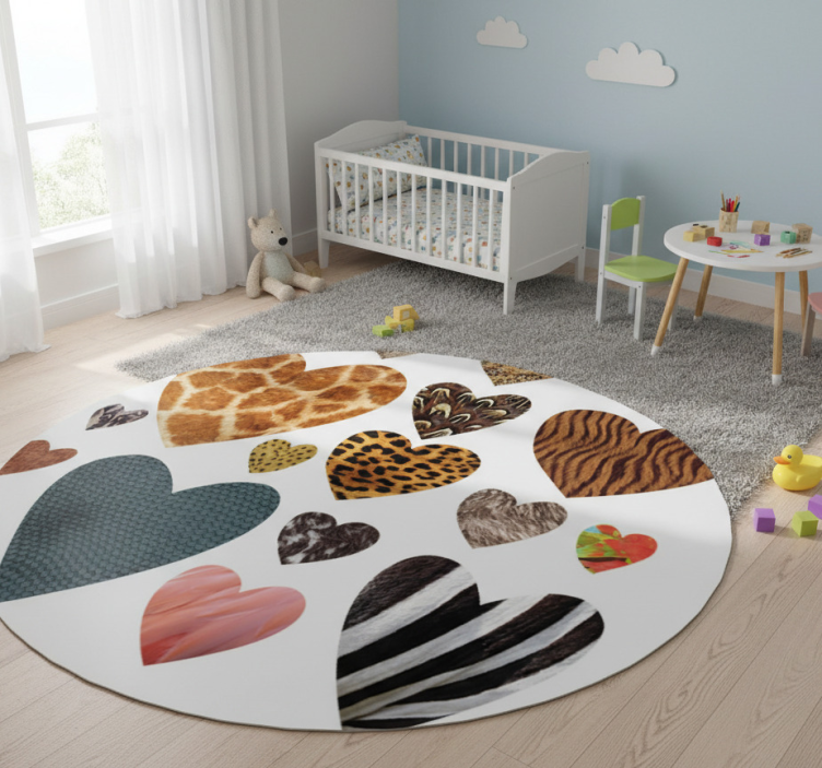 Tapete vinílico de animais com corações de estampa animal - TenStickers