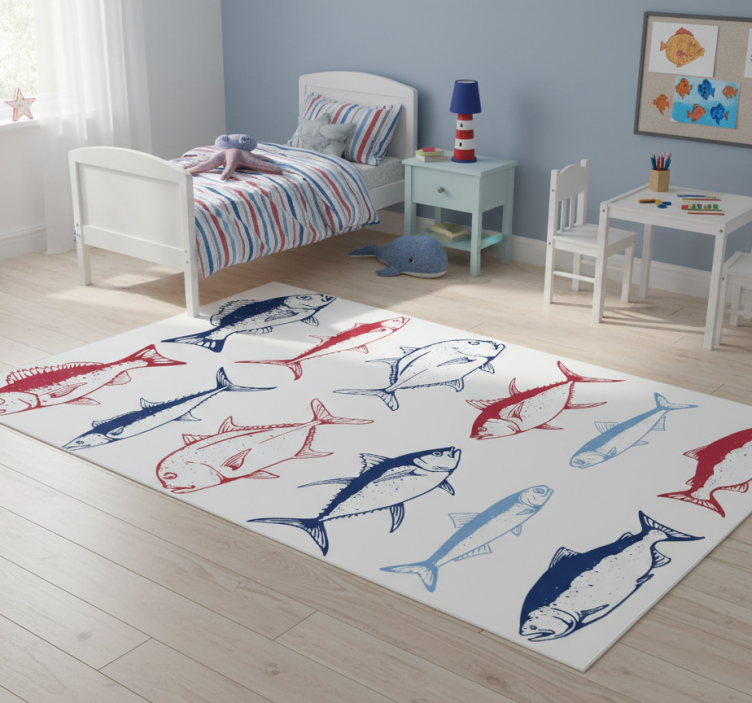 Tapete vinílico de animais com desenho de peixes - TenStickers