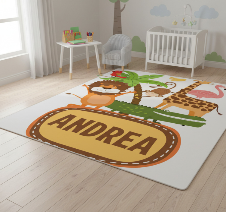 Tapete vinílico de animais com nomes de árvores da selva - TenStickers