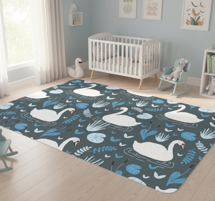 Tapete vinílico de animais com padrão de cisnes brancos - TenStickers
