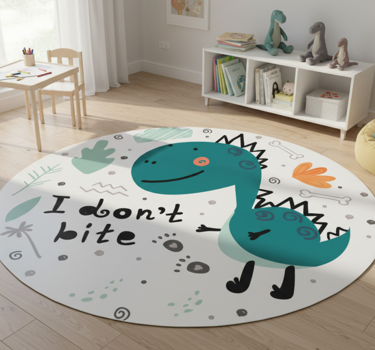 Tapete vinílico de animais dinossauro verde sorridente - TenStickers