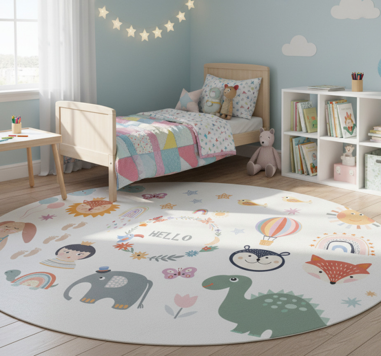 Tapete vinílico de animais elemento floral infantil - TenStickers