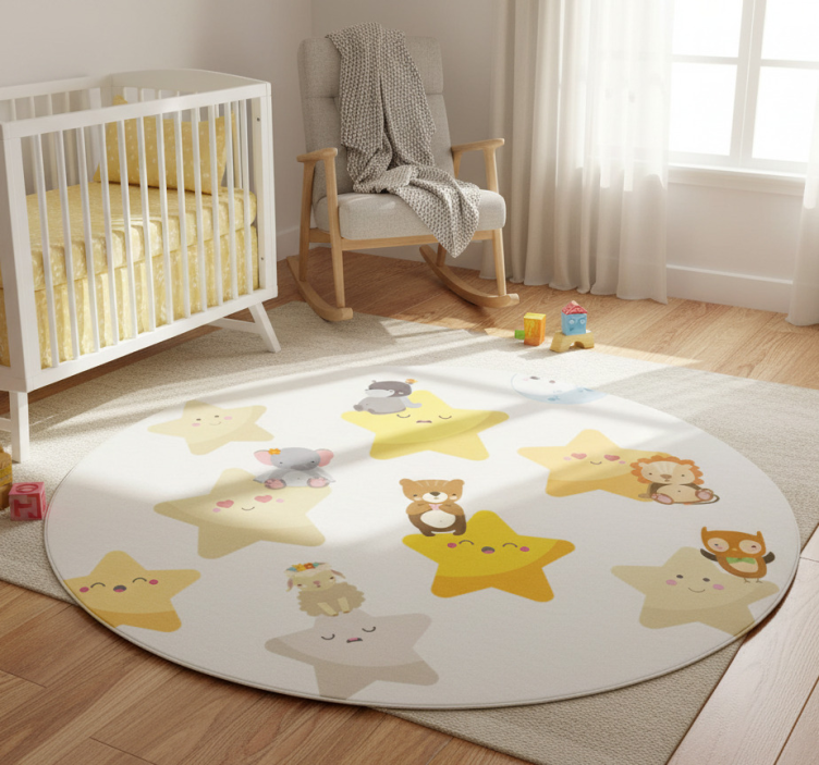 Tapete vinílico de animais estrelas para o quarto do bebê - TenStickers