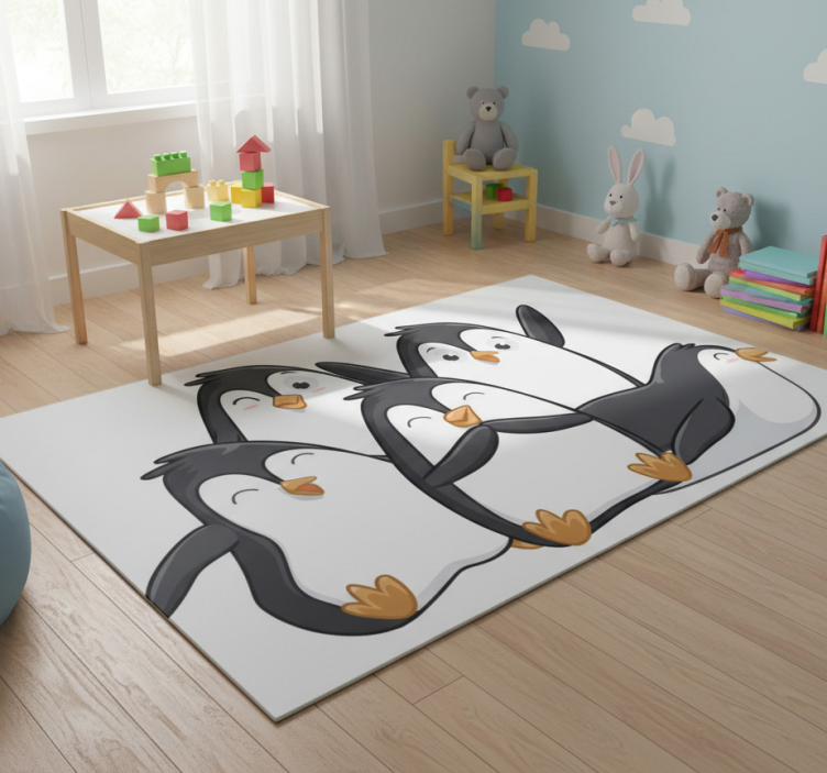 Tapete vinílico de animais família de pinguins feliz - TenStickers