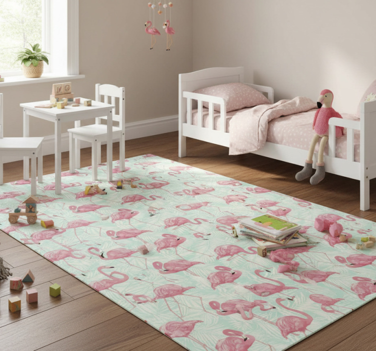 Tapete vinílico de animais flamingos desenhados - TenStickers