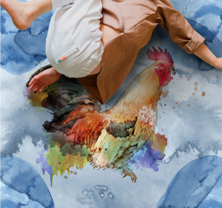 Tapete vinílico de animais galo aquarela - TenStickers