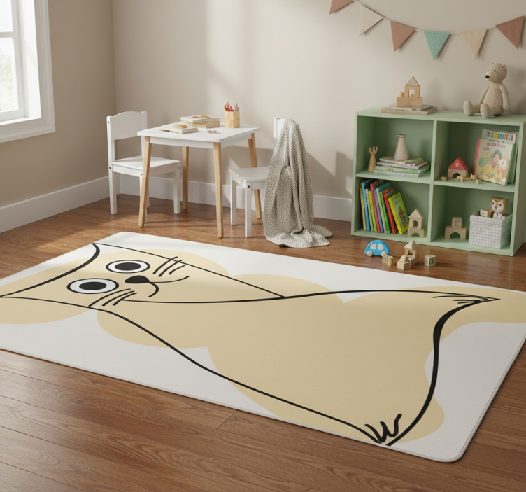Tapete vinílico de animais gato pintado bege - TenStickers