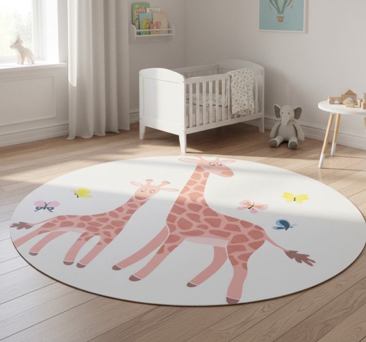 Tapete vinílico de animais girafa borboleta mãe e filhote - TenStickers